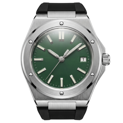 Montreval Valtor Green Rubber – automatic watch, stainless steel case and bracelet
