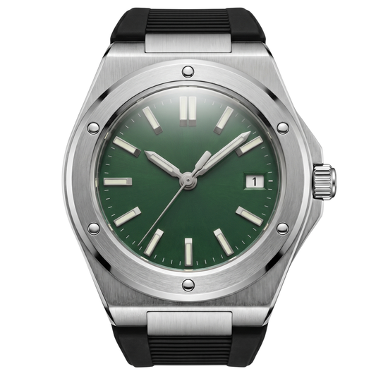 Montreval Valtor Green Rubber – automatic watch, stainless steel case and bracelet