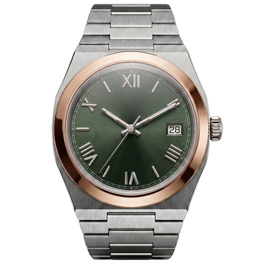 Montreval Tolaris Arabic Olive TWO Tone – automatic watch, stainless steel case and bracelet