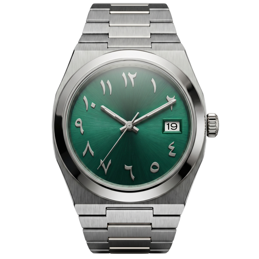 Montreval Tolaris Arabic Green Silver – automatic watch, stainless steel case and bracelet