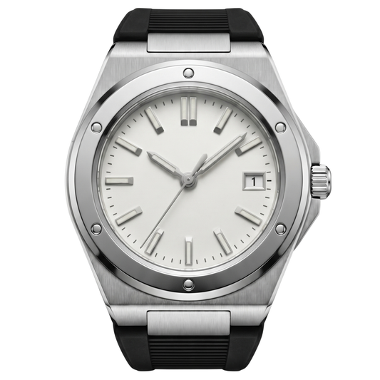 Montreval Valtor White Rubber – automatic watch, stainless steel case and bracelet
