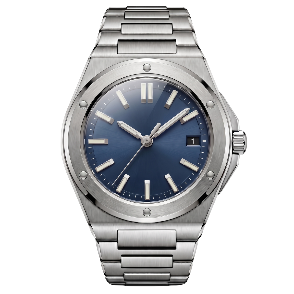 Montreval Valtor Blue Steel – automatic watch, stainless steel case and bracelet