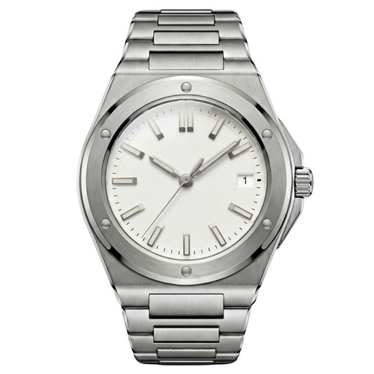 Montreval Valtor White Steel – automatic watch, stainless steel case and bracelet