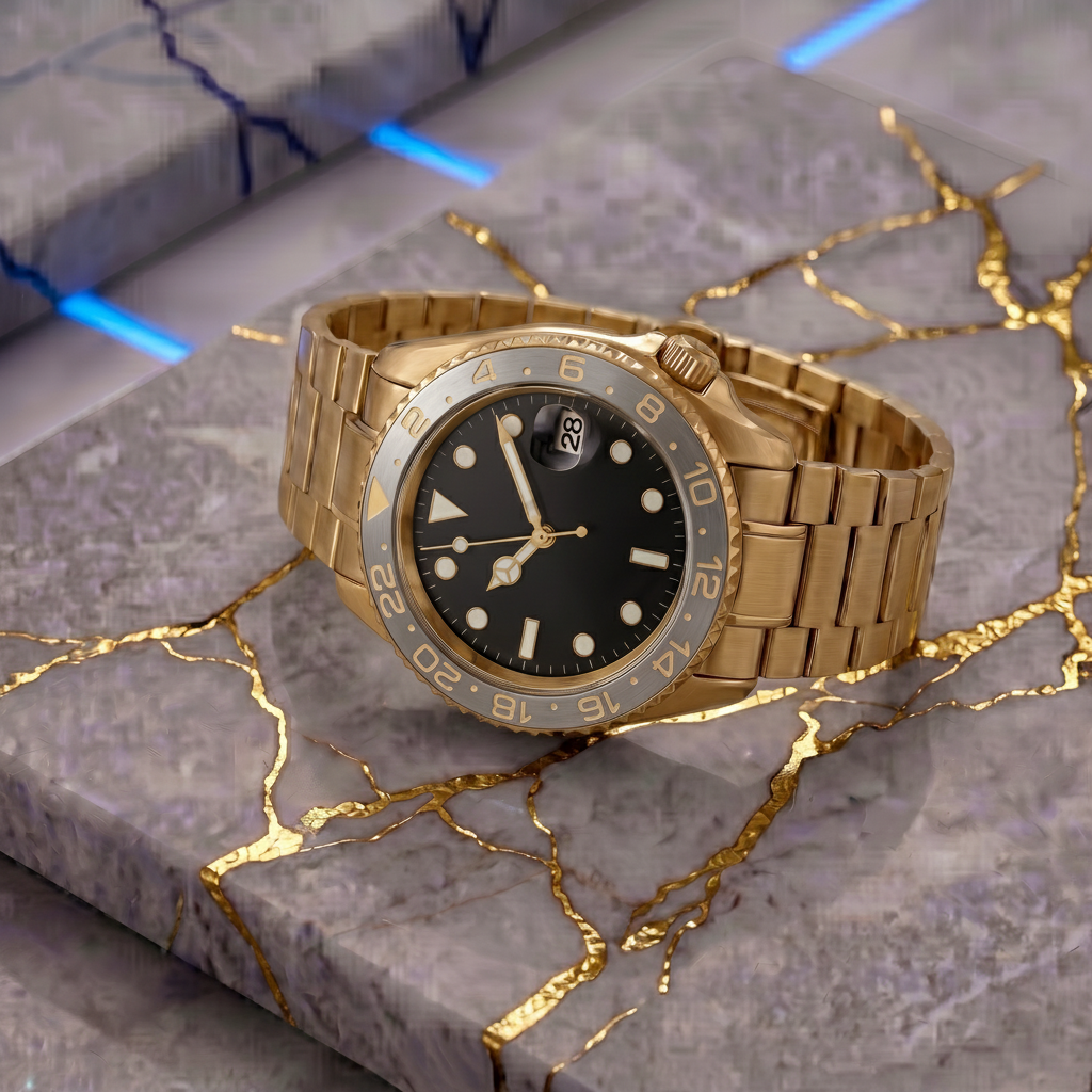 Montreval Navex Silver Gold – automatic watch, stainless steel case and bracelet
