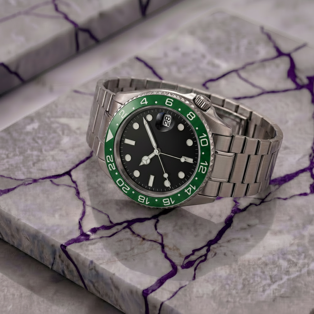 Montreval Navex Green Steel – automatic watch, stainless steel case and bracelet
