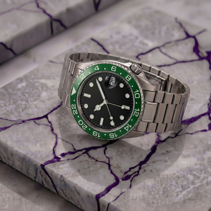 Montreval Navex Green Steel – automatic watch, stainless steel case and bracelet