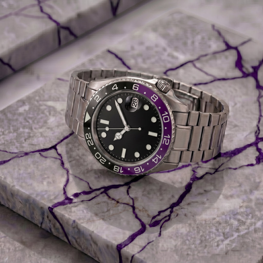 Montreval Navex Purple Steel – automatic watch, stainless steel case and bracelet