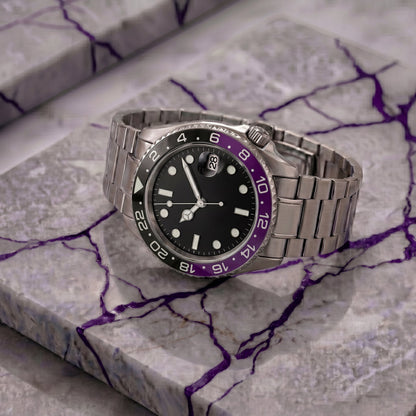 Montreval Navex Purple Steel – automatic watch, stainless steel case and bracelet