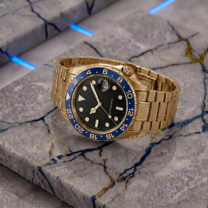 Montreval Navex Black Gold – automatic watch, stainless steel case and bracelet