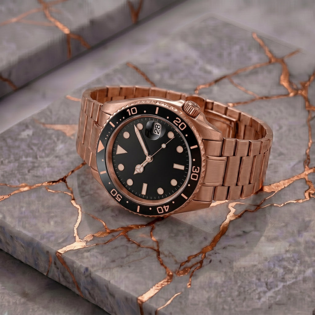 Montreval Montier Diver Rose – automatic watch, stainless steel case and bracelet