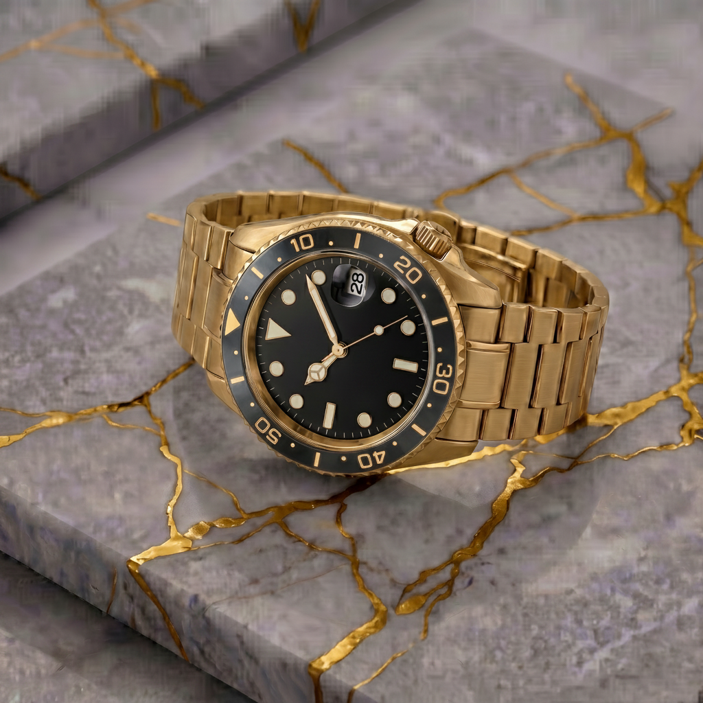 Montreval Montier Black Gold – automatic watch, stainless steel case and bracelet