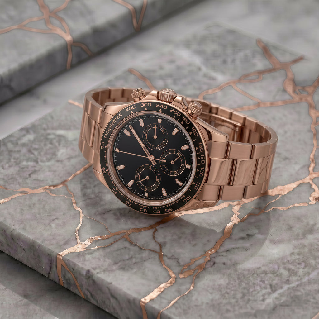 Montreval Torvex Black Rose – automatic watch, stainless steel case and bracelet