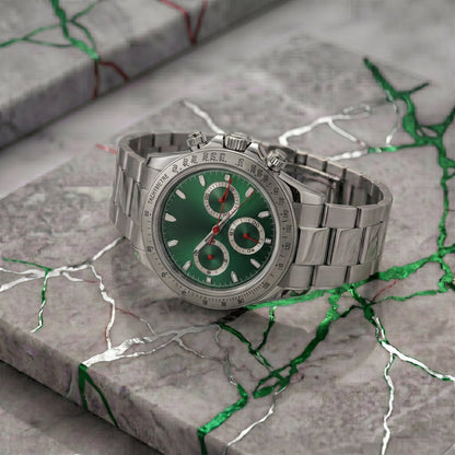 Montreval Torvex Race Green Steel – automatic watch, stainless steel case and bracelet