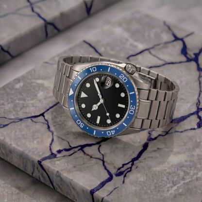 Montreval Montier Blue Steel – automatic watch, stainless steel case and bracelet