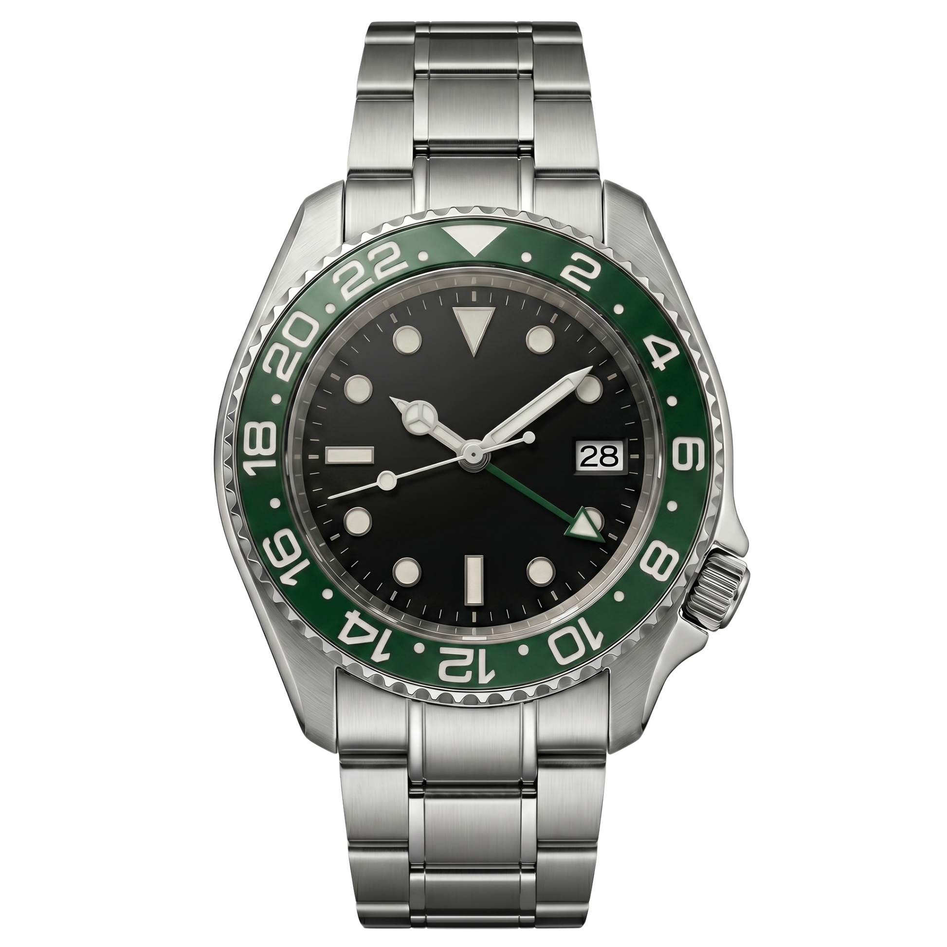 Montreval Navex Green Steel – automatic watch, stainless steel case and bracelet