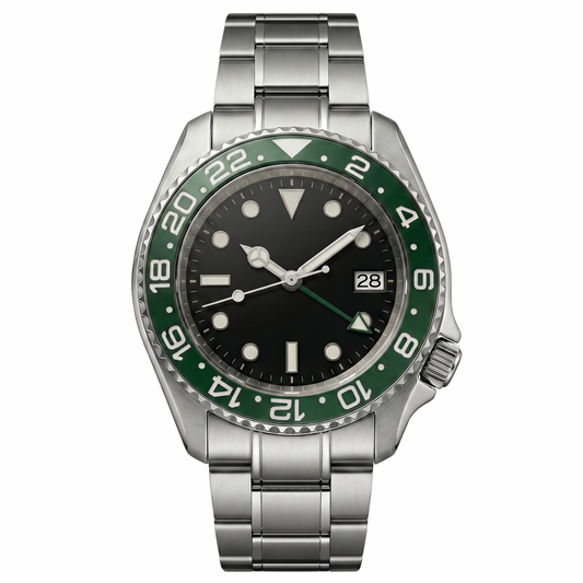 Montreval Navex Green Steel – automatic watch, stainless steel case and bracelet