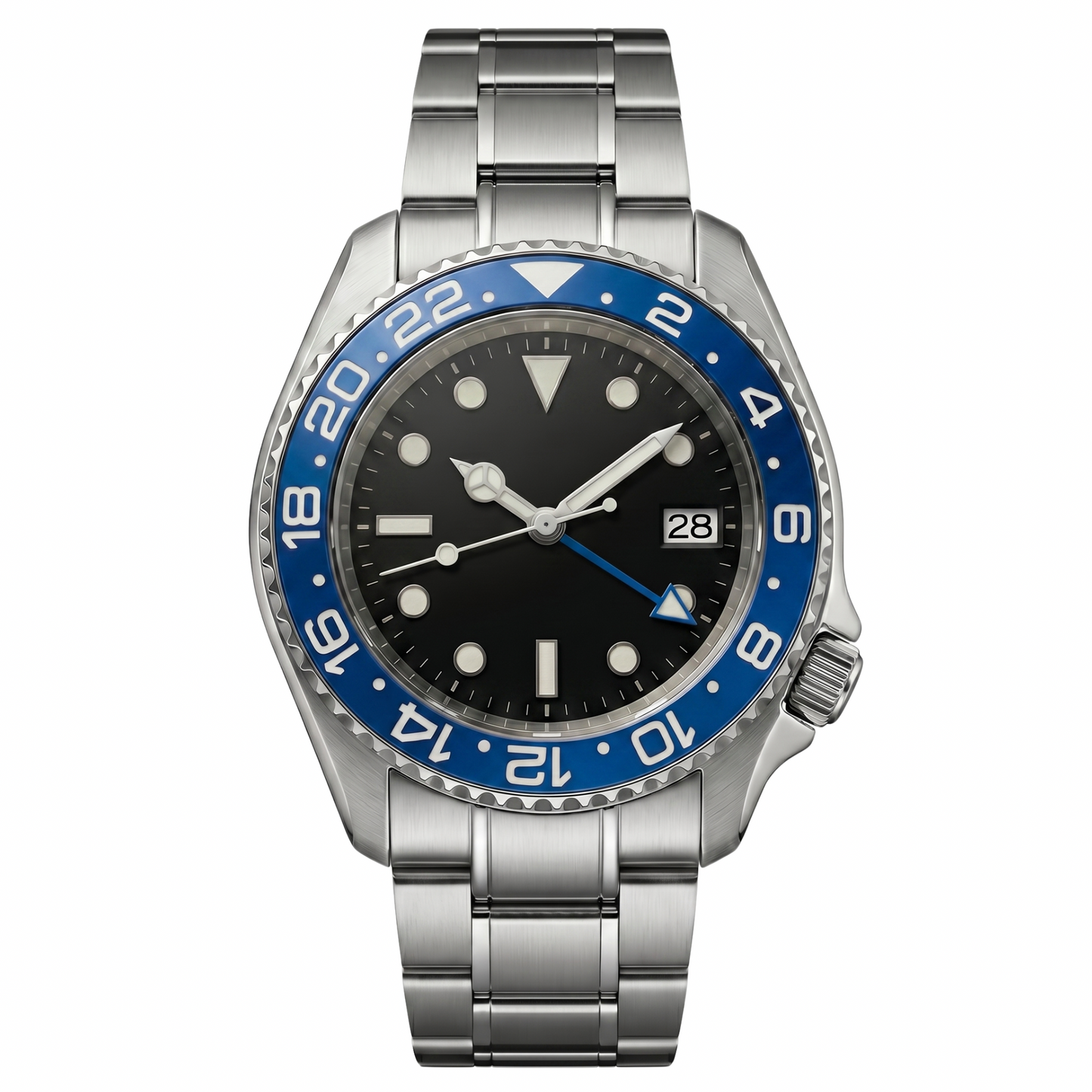 Montreval Navex Blue Steel – automatic watch, stainless steel case and bracelet