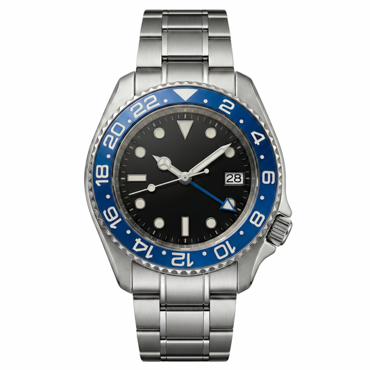 Montreval Navex Blue Steel – automatic watch, stainless steel case and bracelet