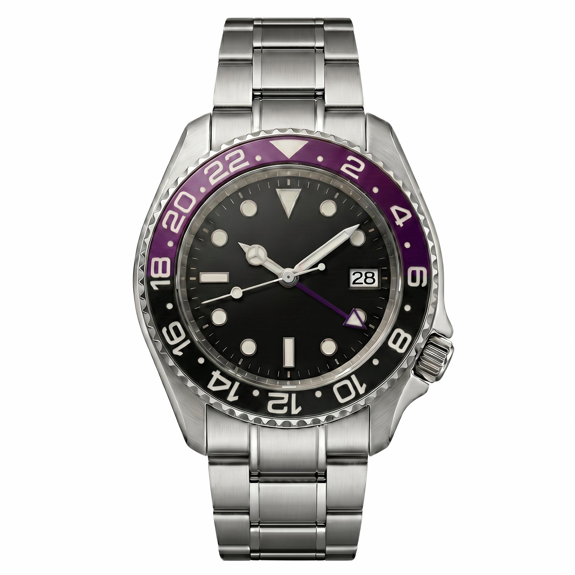 Montreval Navex Purple Steel – automatic watch, stainless steel case and bracelet