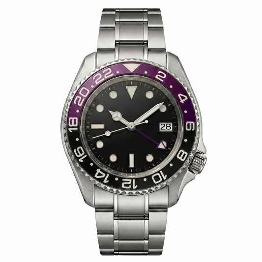 Montreval Navex Purple Steel – automatic watch, stainless steel case and bracelet