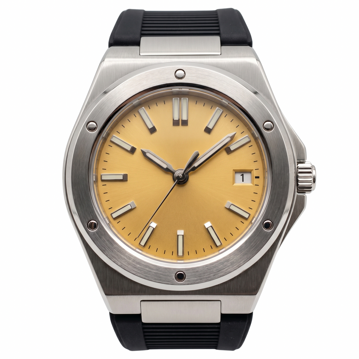Montreval Valtor Yellow Rubber – automatic watch, stainless steel case and bracelet