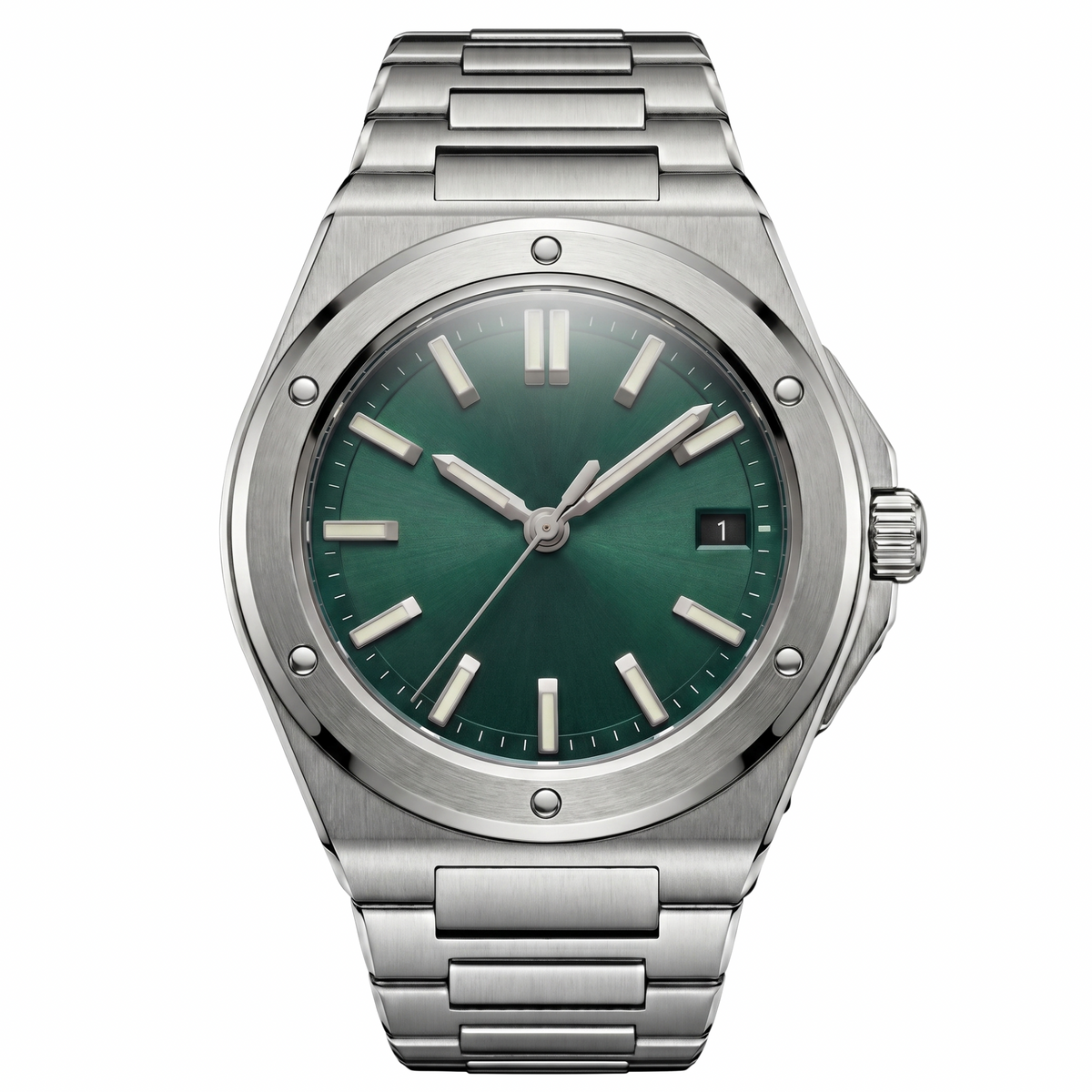 Montreval Valtor Green Steel – automatic watch, stainless steel case and bracelet