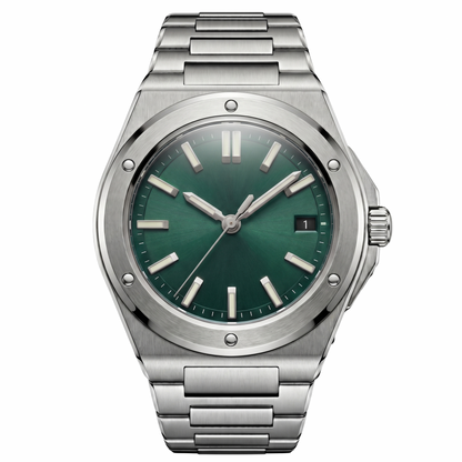 Montreval Valtor Green Steel – automatic watch, stainless steel case and bracelet