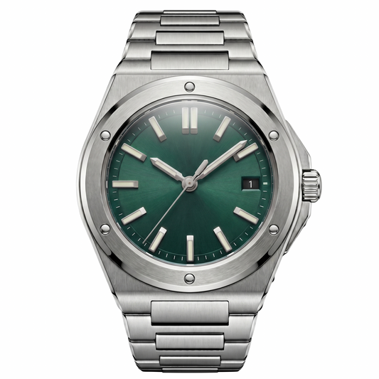 Montreval Valtor Green Steel – automatic watch, stainless steel case and bracelet