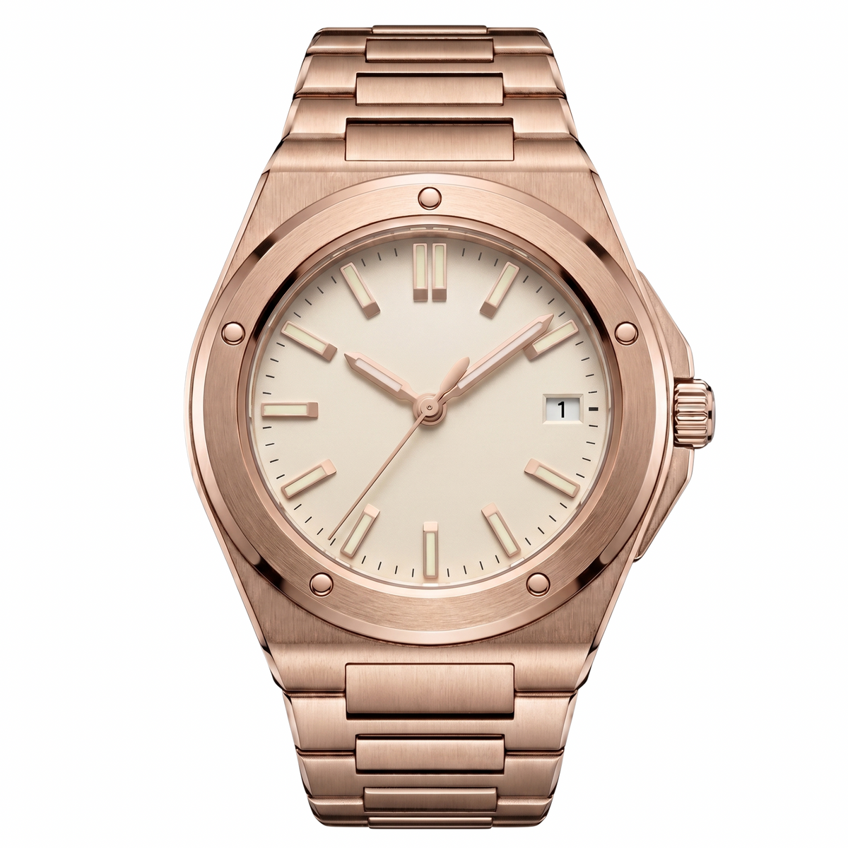 Montreval Valtor Champagne Rose – automatic watch, stainless steel case and bracelet