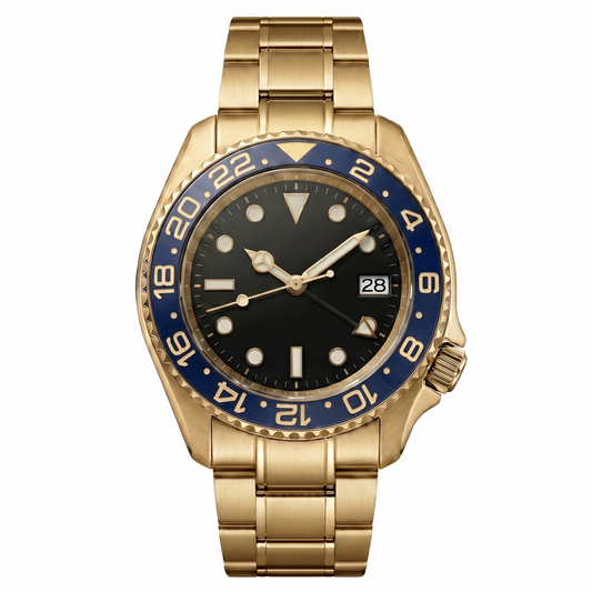 Montreval Navex Black Gold – automatic watch, stainless steel case and bracelet