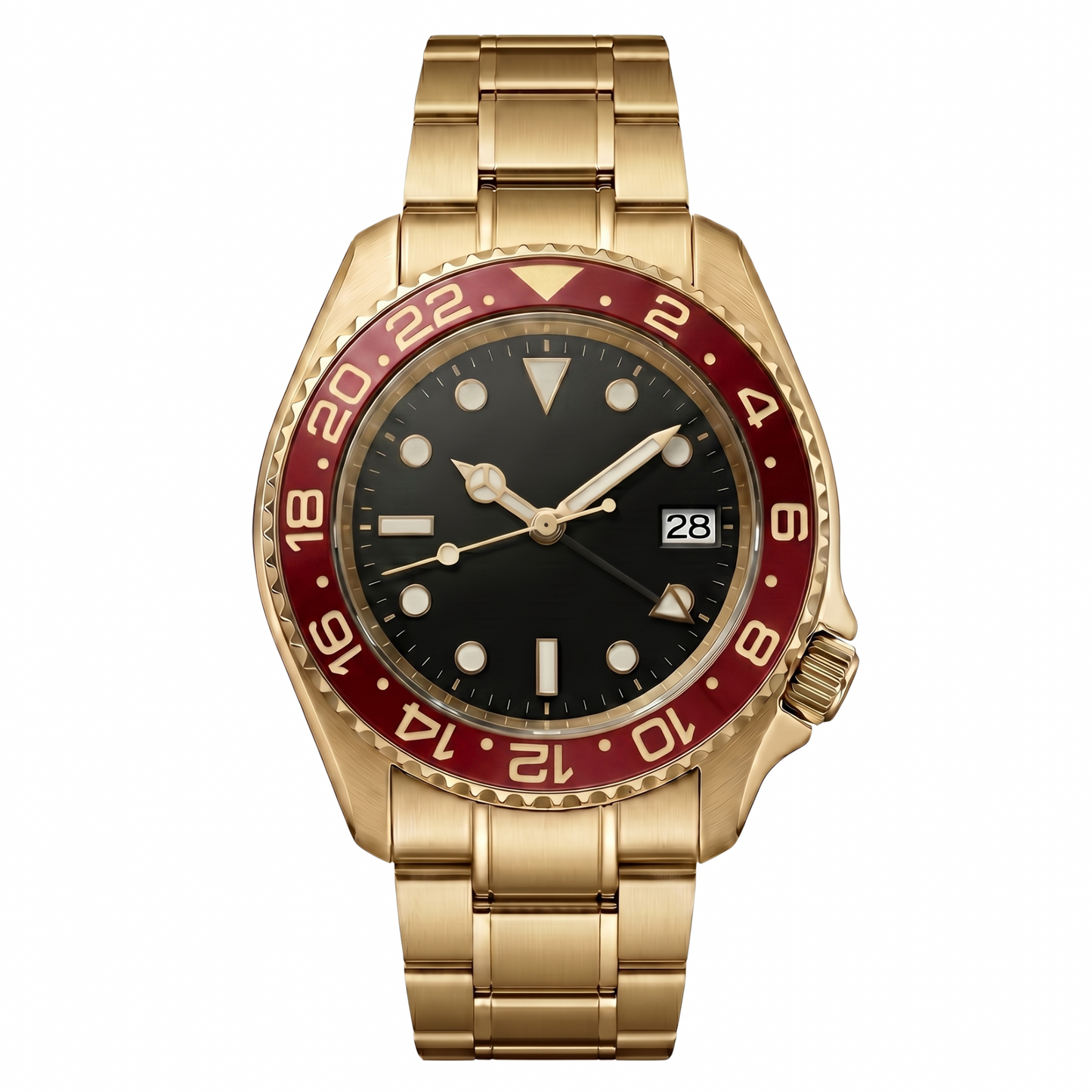Montreval Navex RED Gold – automatic watch, stainless steel case and bracelet