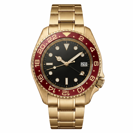 Montreval Navex RED Gold – automatic watch, stainless steel case and bracelet