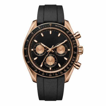 Montreval Torvex Black Rose Rubber – automatic watch, stainless steel case and bracelet