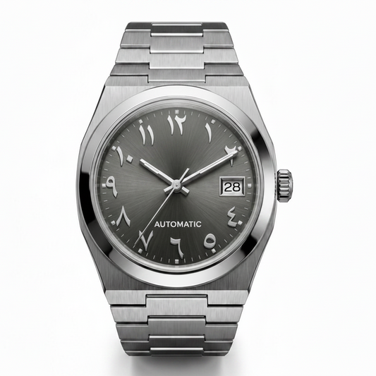 Montreval Tolaris Arabic Grey Silver – automatic watch, stainless steel case and bracelet