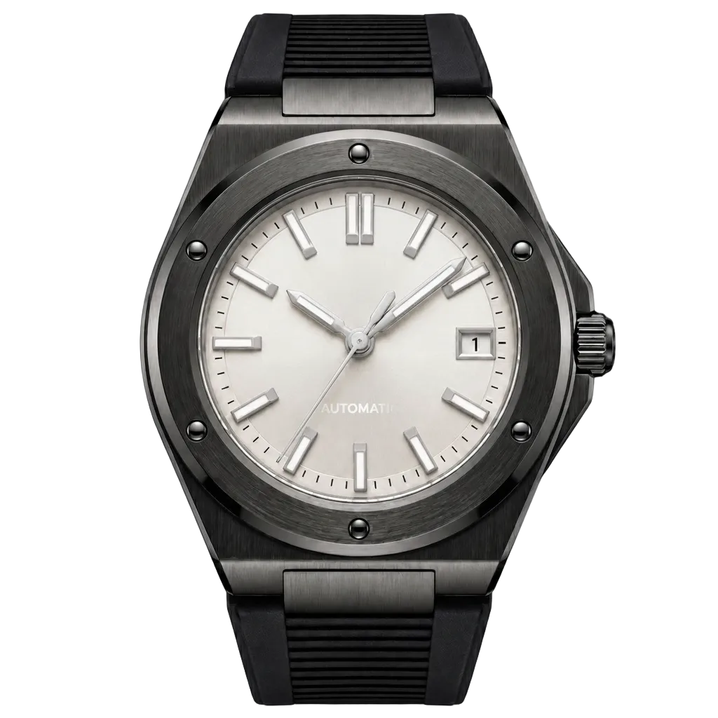 Montreval Valtor White Rubber – automatic watch, stainless steel case and bracelet
