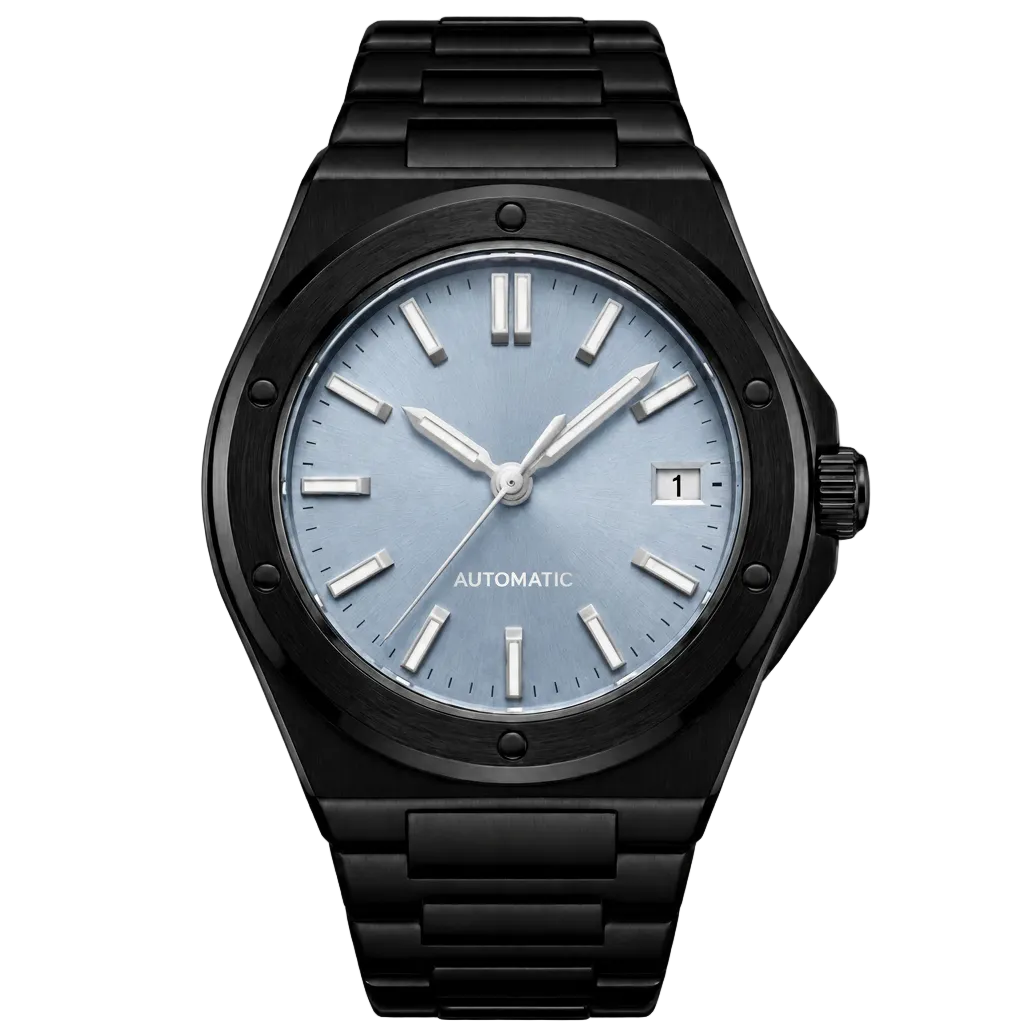Montreval Valtor SKY Black – automatic watch, stainless steel case and bracelet
