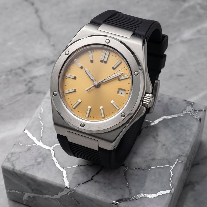 Montreval Valtor Yellow Rubber – automatic watch, stainless steel case and bracelet