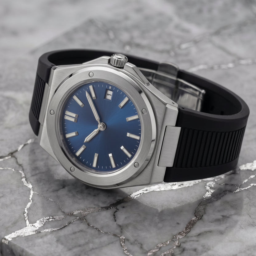 Montreval Valtor Blue Rubber – automatic watch, stainless steel case and bracelet