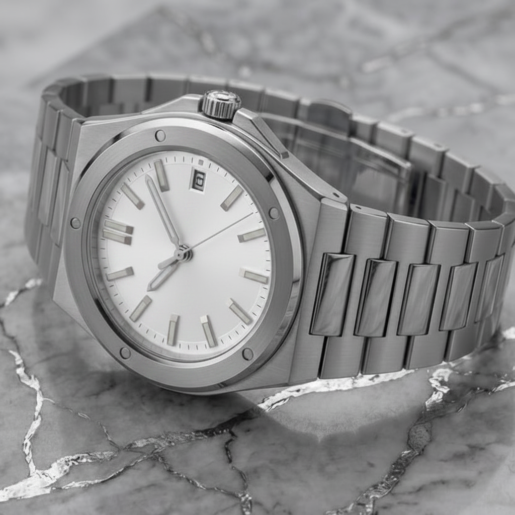 Montreval Valtor White Steel – automatic watch, stainless steel case and bracelet