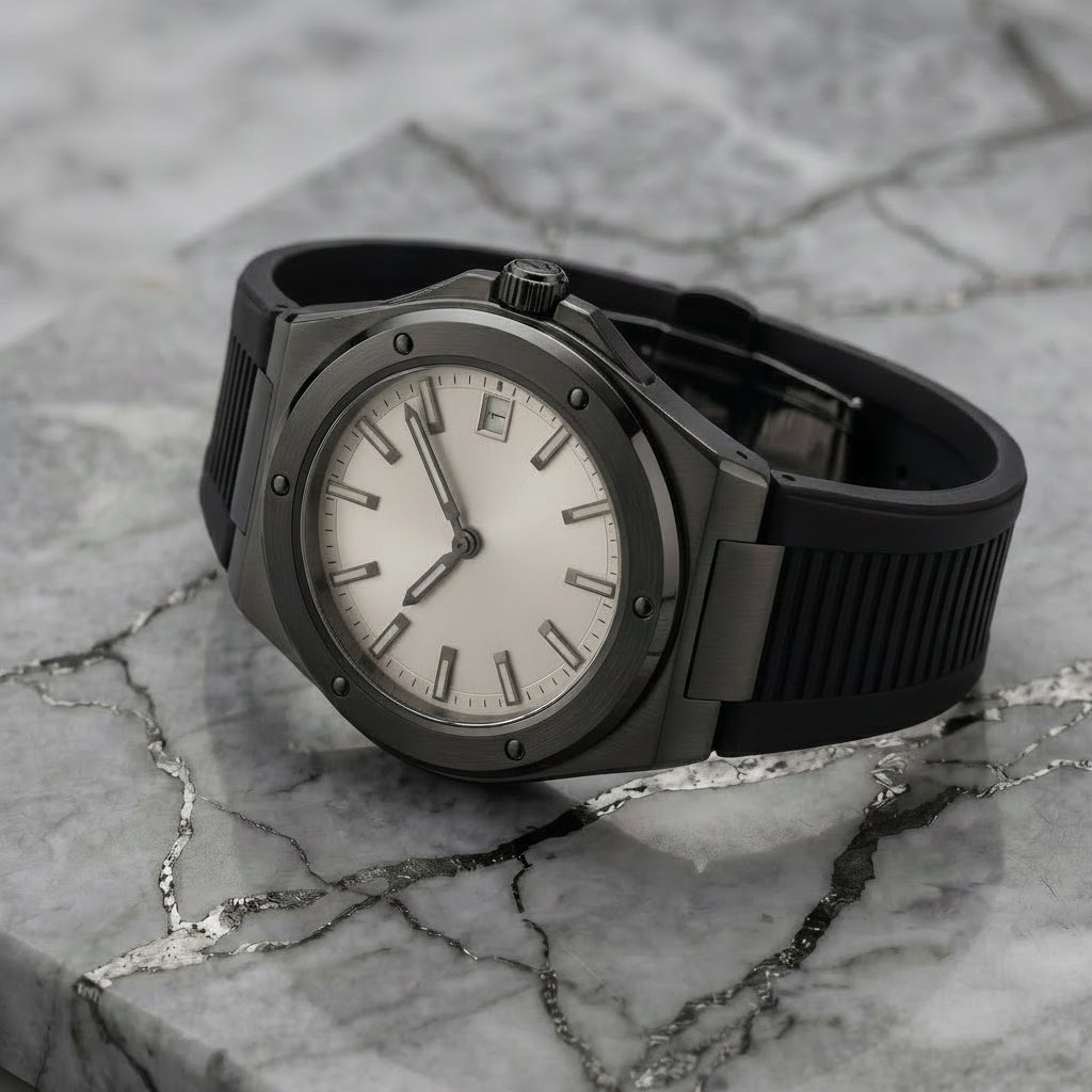 Montreval Valtor White Rubber – automatic watch, stainless steel case and bracelet