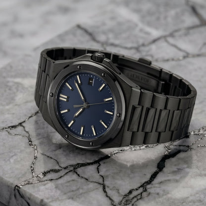 Montreval Valtor Blue Black – automatic watch, stainless steel case and bracelet