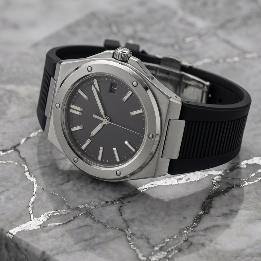 Montreval Valtor Grey Rubber – automatic watch, stainless steel case and bracelet