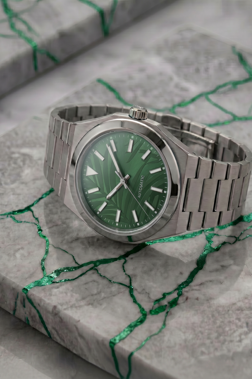 Montreval Artis Palms Steel – automatic watch, stainless steel case and bracelet