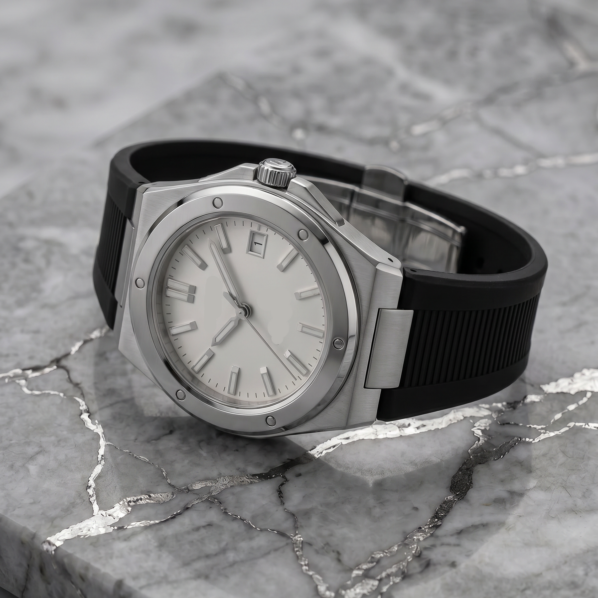 Montreval Valtor White Rubber – automatic watch, stainless steel case and bracelet