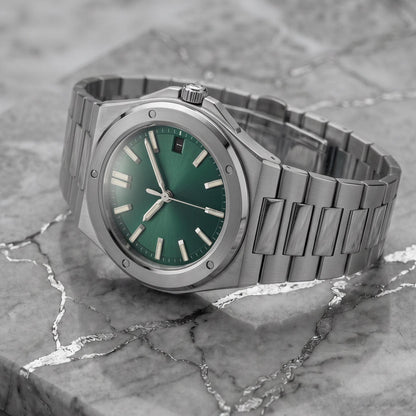 Montreval Valtor Green Steel – automatic watch, stainless steel case and bracelet