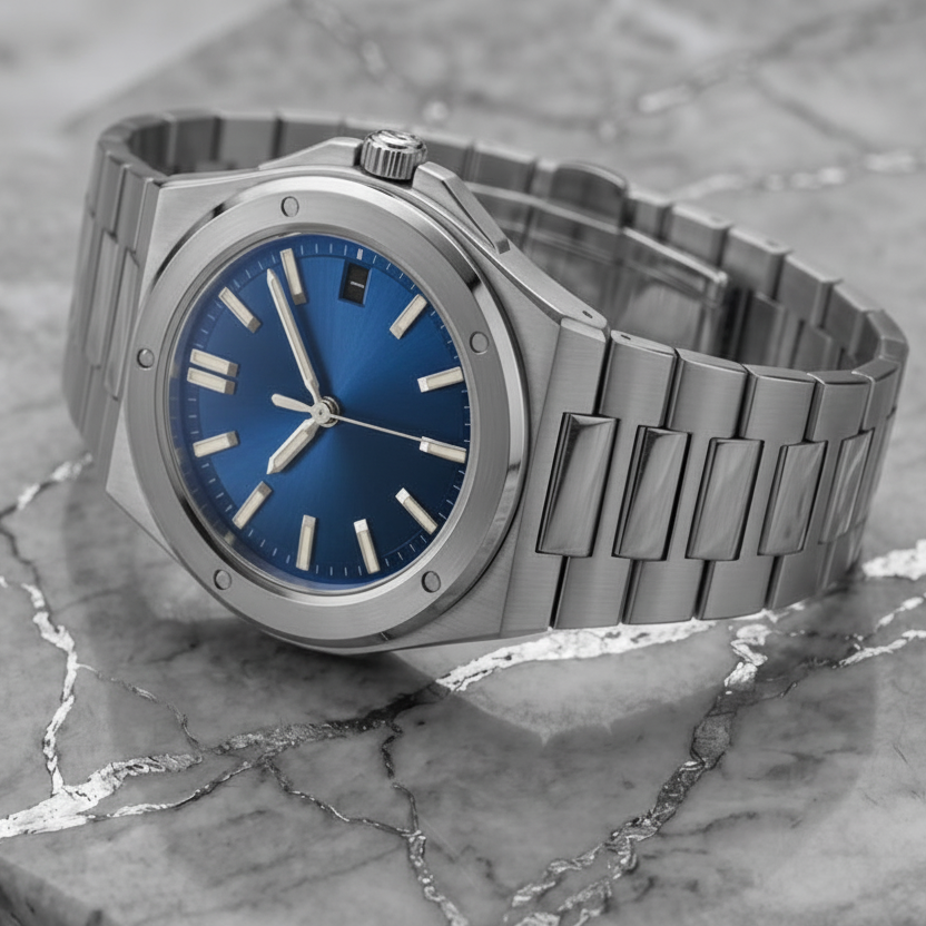 Montreval Valtor Blue Steel – automatic watch, stainless steel case and bracelet