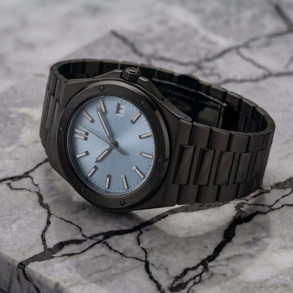 Montreval Valtor SKY Black – automatic watch, stainless steel case and bracelet