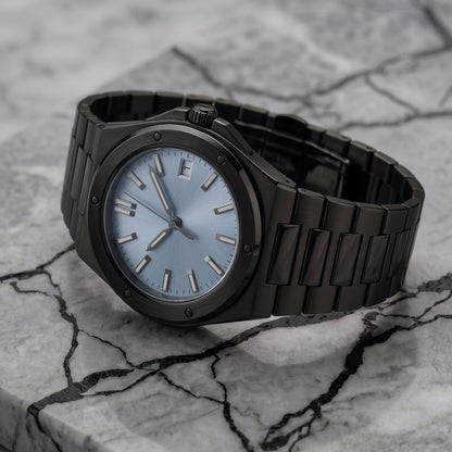 Montreval Valtor SKY Black – automatic watch, stainless steel case and bracelet