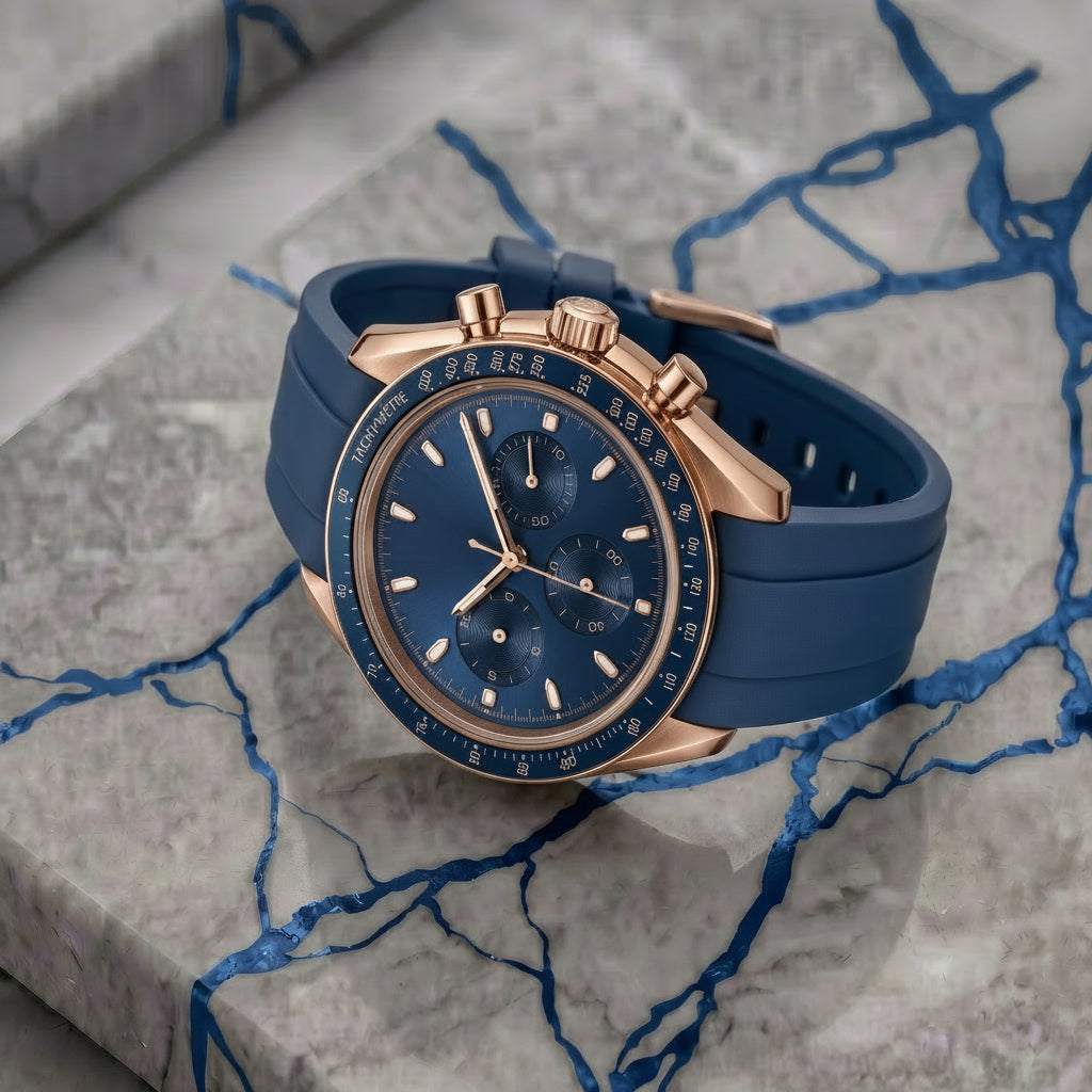 Montreval Torvex SEA Blue Rose Rubber – automatic watch, stainless steel case and bracelet