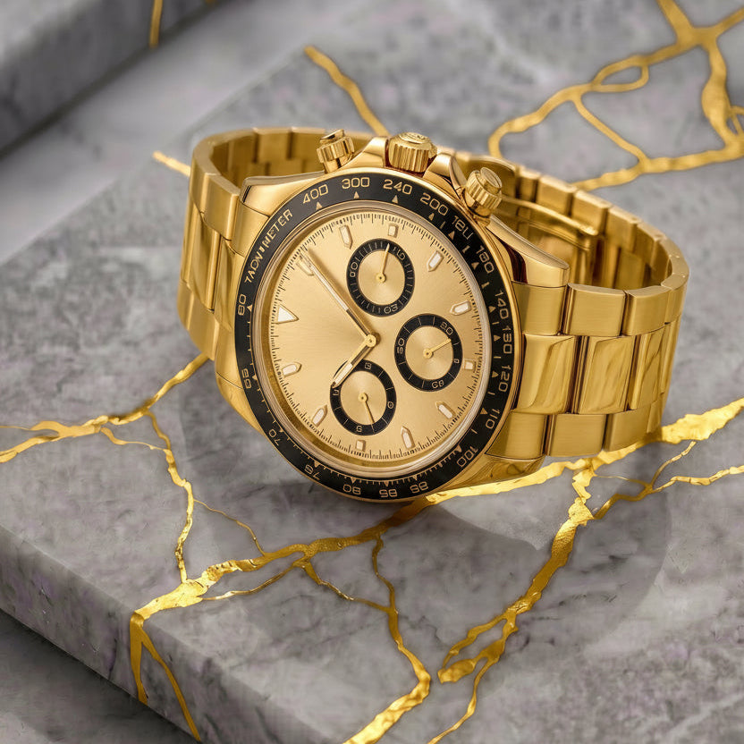 Montreval Torvex Black Gold – automatic watch, stainless steel case and bracelet